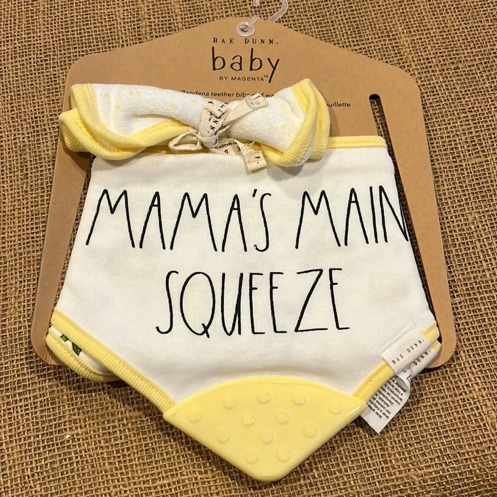 New Rae Dunn teething bibs and wash cloth set